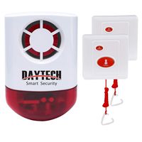 Daytech Wireless Strobe Siren Alarm Home Caring Loud Outdoor SOS Alert System 1 Red Flashing Siren and 2 Emergency Button for Store Home Hotel Jewelry Shop Security & Fire Alarm