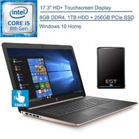 2020 HP 17.3" Touchscreen Laptop Computer/ Intel Quad-Core i5-8265U (Beats i7-7500U)/ 8GB DDR4 RAM/ 1TB HDD + 256GB PCIe SSD/Windows 10 Home/ Gold/ EST 320GB External Hard Drive