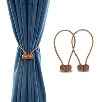 Magnetic Curtain Rope Tiebacks, Classic European Window Curtain Holders with Magnets for Blackout Curtain, Sheer Panels Draperies (Light Brown, 2019)