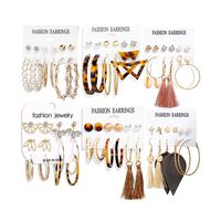 36 Pairs Fashion Tassel Earrings Set for Women Girls Bohemian Acrylic Hoop Stud Drop Dangle Earring Leather Leaf Earrings for Birthday/Party/Christmas/Friendship Gifts