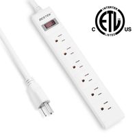 Power Strips,6-Outlet Surge Protector Commercial Power Strip with 2.6-Foot Long Power Cord and Straight Power Plug