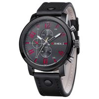 Quaanti Hot Men's Sports Quartz Watches Mens Watches Luxury Leather Wristwatches (Black)