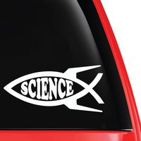 EvolveFISH Rocket Science Fish Vinyl Decal White 5"