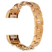 WETAL for Fitbit Charge 2 HR Bands, Adjustable Replacement Metal Bands/Strap with Adaptor for Fitbit Charge 2 Heart Rate Fitness Wristbands Large/Small/Silver/Black/Gold/Rose Gold