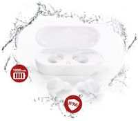 True Wireless Earbuds with Qi-Enabled Wireless Charging Case, Bluetooth Headphones for Sports, Mini V4.2 Wireless Earsets with Mic (White)