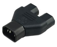 Conntek 30102 Y Male Plug Adapter IEC C14 To Two IEC C13 Female Connector