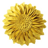 JWH 3D Sunflower Applique Accent Pillow Handmade Cushion Round Decorative Pillowcase with Pillow Insert Home Bed Living Room Couch Chair Decor Festival Gift 13 Inch / 33 cm Solid Suede Yellow