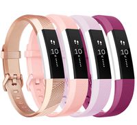Tobfit Compatible with Alta Bands, 4 Pack, Soft TPU Classic Accessories Replacement Bands Compatible with Alta HR/Ace, Small Large (Large, Rose Gold/Pink/Lavender/Fuchsia)