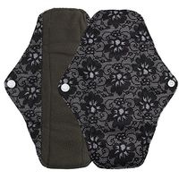 Voberry Women Washable Menstrual Pad Reusable Bamboo Cloth Mama Sanitary Towel Pad (S, Black)