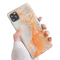 Suhctuptx Compatible for iPhone 11 Pro Max 6.5'' Case Soft Silicone+Strap Holder Hole Marble Design Glitter Rubber Hybrid Cover Shockproof Drop Protection Cute Bumper Cover Girls Women 2019(Yellow)