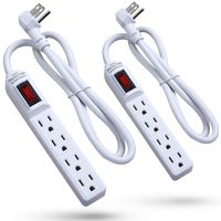 Fosmon Surge Protector Power Strip Flat Plug (2 Pack), 4-Outlet Splitter Extender 1875 Watt 300 Joules, 3FT Extension Cord Wall Mount with 3 Prong Grounded for Office, Dorm, Home - ETL Listed