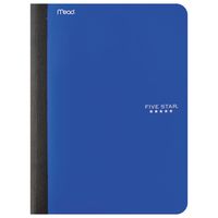 Five Star Composition Book, Notebook with Pockets, 100 Sheets, 9-3/4" x 7-1/2", Blue (09276AD2)