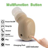 FlatFin Bluetooth Headphones, GS-Mini Ultralight V4.1 Wireless Mini Invisible Car Headset [Magnetic Charger, 6 Hours Music Time] Single in Ear Earpiece Smallest Earbud Earphone with HD Mic (Beige)