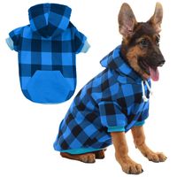 KOOLTAIL Plaid Dog Hoodie for Large Dogs Pet Clothes, Blue XL