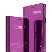 Mirror Standing Case for Samsung Galaxy A20,Miagon Clear View PC Mirror Effect Full-body Kickstand Leather Protective Wallet Cover for Samsung Galaxy A20