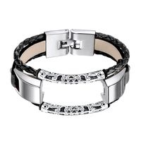 bayite Leather Bands Compatible with Fitbit Alta and Alta HR, Adjustable Metal Clasp Accessory Bracelet, Vintage 5.5" - 6.7"