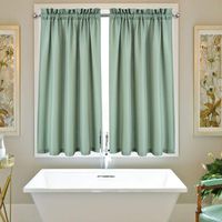 IDEALHOUSE Sage Green Tier Curtains,Waffle Woven Textured Short Window Curtain for Cafe,Bathroom,Kitchen & Kids Bedroom Rod Pocket Curtains (2 Panels, 30Inch Wide by 45Inch Long)