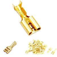 100pcs 4.8mm Crimp Terminal Female Spade Connector & Insulating Sleeve AWG 22~16 Gauge for Car Audio Speaker Brass Crimp Terminals Spade Electrical Crimp Connector Kit