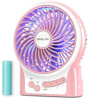 OPOLAR Portable Travel Mini Fan with 3-13 Hours Battery Life for Camping, Personal Battery Operated or USB Powered Handheld Fan, Internal Blue and Side Light, 3 Speeds, Quiet, Rechargeable