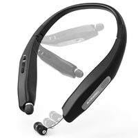 BRDOOGU Wireless Stereo Bluetooth Headphones, Bluetooth 5.0 Retractable Earbuds Neckband Foldable Headset, 36 Hour Playtime,CVC6.0 Noise Cancelling Mic (Black)