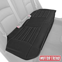 Motor Trend MTSC-421 Universal Car Seat Cushion (Bench) - Padded Luxury Cover with Non-Slip Bottom & Storage Pockets - Black Faux Leather Rear Chair Protector for Auto, Truck & SUV