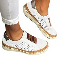 Trolimons Women's Sneakers Hollow-Out Round Toe Slip On Shoes Flat with Fashion Casual