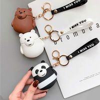 ICI-Rencontrer 3D Vivid Strong Bear Cartoon Animals Design Airpods Case Kids Girls Women Cute Wireless Charging Earphone Soft Silicone Shockproof Protector With Hang Rope Brown Bear