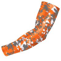 bucwild Sports Digital Camo Compression Arm Sleeve Youth/Kids & Adult Sizes - Baseball Basketball Football Running - UV/Sun Protection Cooling Base Layer(Orange Gray - Youth Large YL)