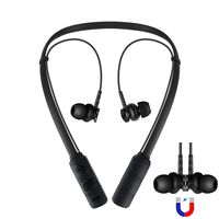 bluetooth neckband headphones with strong magnetic earbuds,stereo wireless headset with mic.sports nosie cancelling workout in-ear earphone fit for cellphones (black)