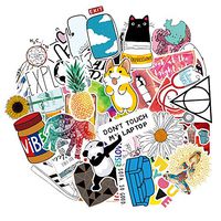 Laptop Stickers for Hydro Flask VSCO Girls, Waterproof Skateboard Stickers for Water Bottle DIY Xmas Decoration Laptop Decals Gift Card Luggage Car Bicycle Music Film Guitar Travel Case Random 46Pack