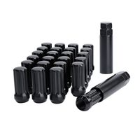 dynofit 14mmx1.5 Wheel Lug Nuts, 24x Black M14x1.5 Lug Nut, Conical/Cone Bulge Seat, Closed End Lug Nuts with 2 Socket Keys for Chevy GMC Ford Cadillac Lincoln SAAB Saturn 6 Lug Aftermarket Wheel