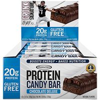 MuscleTech Gronk Signature Whey Protein Bar, 20g Protein, Nutrition for Sustained Energy, Naturally Flavored, Gluten Free, Chocolate Deluxe/Fudge, 12 Bars (12 x 60g), Packaging may vary