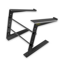 ARyee Portable Adjustable DJ Laptop Stand Universal Device Holder - 6.5 to 10.1 Inch Anti-Slip Standing Table Monitor or Computer Desk Workstation Riser with Level Height Alignment for DJ,PC,Gaming,Bl