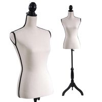 Beige Female Dress Form Mannequin Torso Body with Black Adjustable Tripod Stand for Clothing Dress Jewelry Display