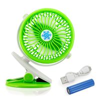 Oct17 Portable Stroller Table Fan Rechargeable Battery USB Mini Battery Operated Clip on Mini Desk Fan for Home Office Baby Stroller Car Laptop Study Gym Camping Tent - Green