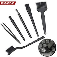 DATARAM 6 in 1 Cleaning Keyboard Brush Kit, Nylon Anti Static Brushes + Clip, Small Portable Handle Cleansing Tools Set for Lens Filter Digital Camera, Car, Kitchen, Desktop, Motherboard, Cooling Fan