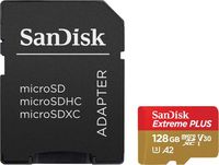 SanDisk Extreme Plus microSDXC UHS-I Card with Adapter, 128GB, SDSQXBZ-128G-ANCMA