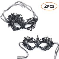 iMapo 2 Pack Masquerade Masks, Sexy Mardi Gras Lace Mask, Women Lady Girls Halloween Christmas Cosplay Venetian Party Prom Ball Eye Masks - Black