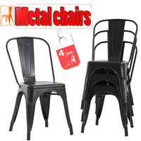 FDW Metal Dining Chairs Set Of 4 Indoor Outdoor Chairs Patio Chairs Kitchen Metal Chairs 18 Inch Seat Height Restaurant Chair Metal Stackable Chair Tolix Side Bar Chairs 330LBS Weight Capacity