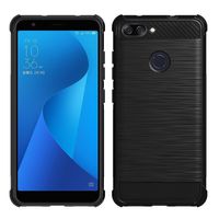 Gosento Huawei Y9 (2018) Case, Shock Absorption Cover Soft TPU Anti Scratch Carbon Fiber Design Back Case for Huawei Y9 2018 (Black)