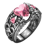 Fxbar Popular Heart Rings 2019 New Women Eternity Promise Wedding Rings Couple Personalized Gemstone Jewelry (Pink,7)