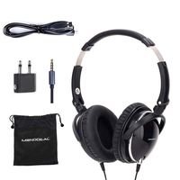 Active Noise Cancelling Headphones with Mic, MonoDeal Over Ear Deep Bass Earphones, Folding and Lightweight Travel Headset with Carrying Case - Black 85% Background Noise Reduction