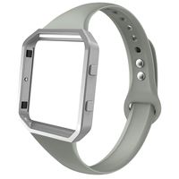 AKALE Sport Bands Compatible with Fitbit Blaze, Slim Replacement Narrow Silicone Strap Wristband with Metal Frame Compatible for Fitbit Blaze Smart Fitness Watch-Stone Gray-Small-A