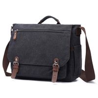 Vintage Canvas Messenger Bag School Shoulder Bag for 13.3-15inch Laptop Business Briefcase