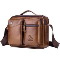 Leather Business Messenger Bag Shoulder Handbag for Men Travel Outdoor Crossbody Pack Daypack Wallet Phone Pouch Purse Hand Bag