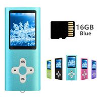 Runying MP3 / MP4 Player with a 16GB Micro SD Card Maximum Support 64GB, Digital Music Player Supporting Photo Viewer, E-Book Reader, Voice Recorder & FM Radio Video, Mini USB Port 1.8 LCD (Blue)