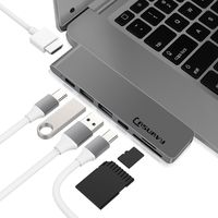 LASUAVY 7-in-1 USB C Hub for 2016/2017/2018 MacBook Pro 13" and 15", USB C Adapter with 40Gbs Thunderbolt 3, 4k HDMI, Pass-Through Charging, 2 USB 3.0 Ports and SD/Micro Card Reader (7 in 1 USB C Hub)