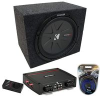Kicker 15" CompR 4 Ohm DVC Sealed Enclosure with Refurbished KXA800.1 Amp & Amp Kit