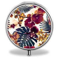 IMLONE Pill Organizer, Customized Tropical Flower Pill Boxes with 3 Components for Purse