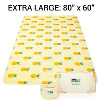 MIU COLOR Large Waterproof Outdoor Picnic Blanket, Sandproof and Waterproof Picnic Blanket Tote for Camping Hiking Grass Travelling (80"x 60" A Pineapple)